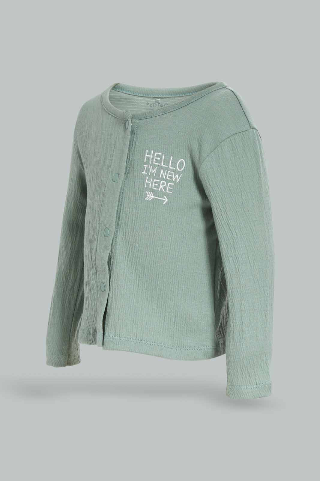 Redtag-CRINKLE-3PC-SET-GREEN-Category:Gift-Sets,-Colour:Green,-Deals:New-In,-Dept:New-Born,-Filter:Baby-(0-to-12-Mths),-NBB-Gift-Sets,-New-In-NBB-APL,-Non-Sale,-Section:Boys-(0-to-14Yrs),-W22B-Baby-0 to 12 Months