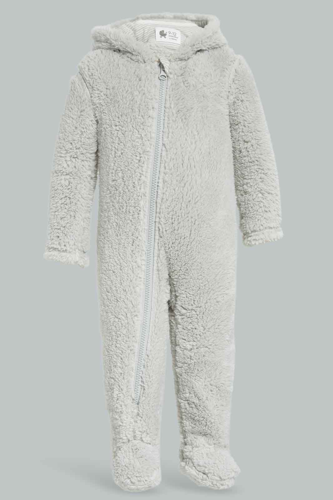 Redtag-Hooded-Fluffy-Pramsuit-Grey-Category:Coats,-Colour:Grey,-Deals:New-In,-Dept:New-Born,-Filter:Baby-(0-to-12-Mths),-NBB-Coats,-New-In-NBB-APL,-Non-Sale,-Section:Boys-(0-to-14Yrs),-W22B-Baby-0 to 12 Months