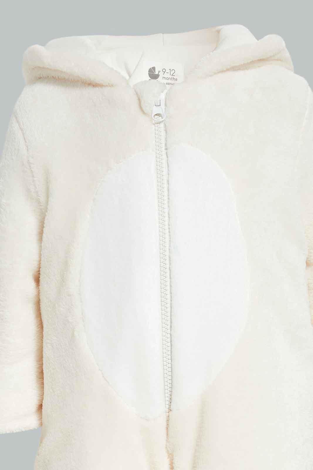 Redtag-Animal-Ears-Polar-Fleece-Pramsuit-Ecru-Category:Coats,-Colour:Ecru,-Deals:New-In,-Dept:New-Born,-Filter:Baby-(0-to-12-Mths),-NBB-Coats,-New-In-NBB-APL,-Non-Sale,-Section:Boys-(0-to-14Yrs),-W22B-Baby-0 to 12 Months