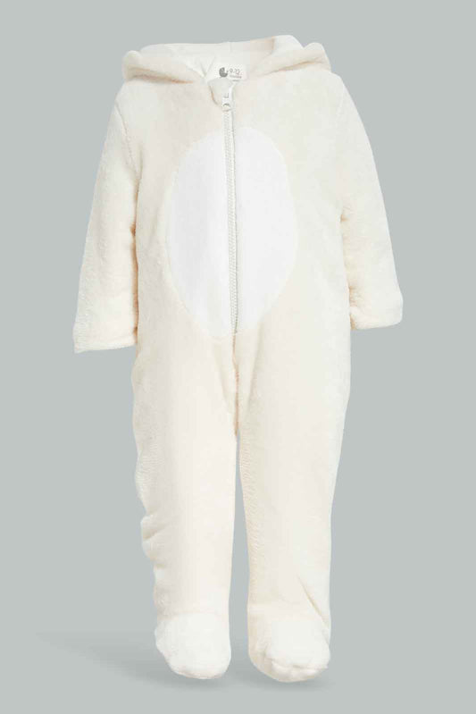 Redtag-Animal-Ears-Polar-Fleece-Pramsuit-Ecru-Category:Coats,-Colour:Ecru,-Deals:New-In,-Dept:New-Born,-Filter:Baby-(0-to-12-Mths),-NBB-Coats,-New-In-NBB-APL,-Non-Sale,-Section:Boys-(0-to-14Yrs),-W22B-Baby-0 to 12 Months