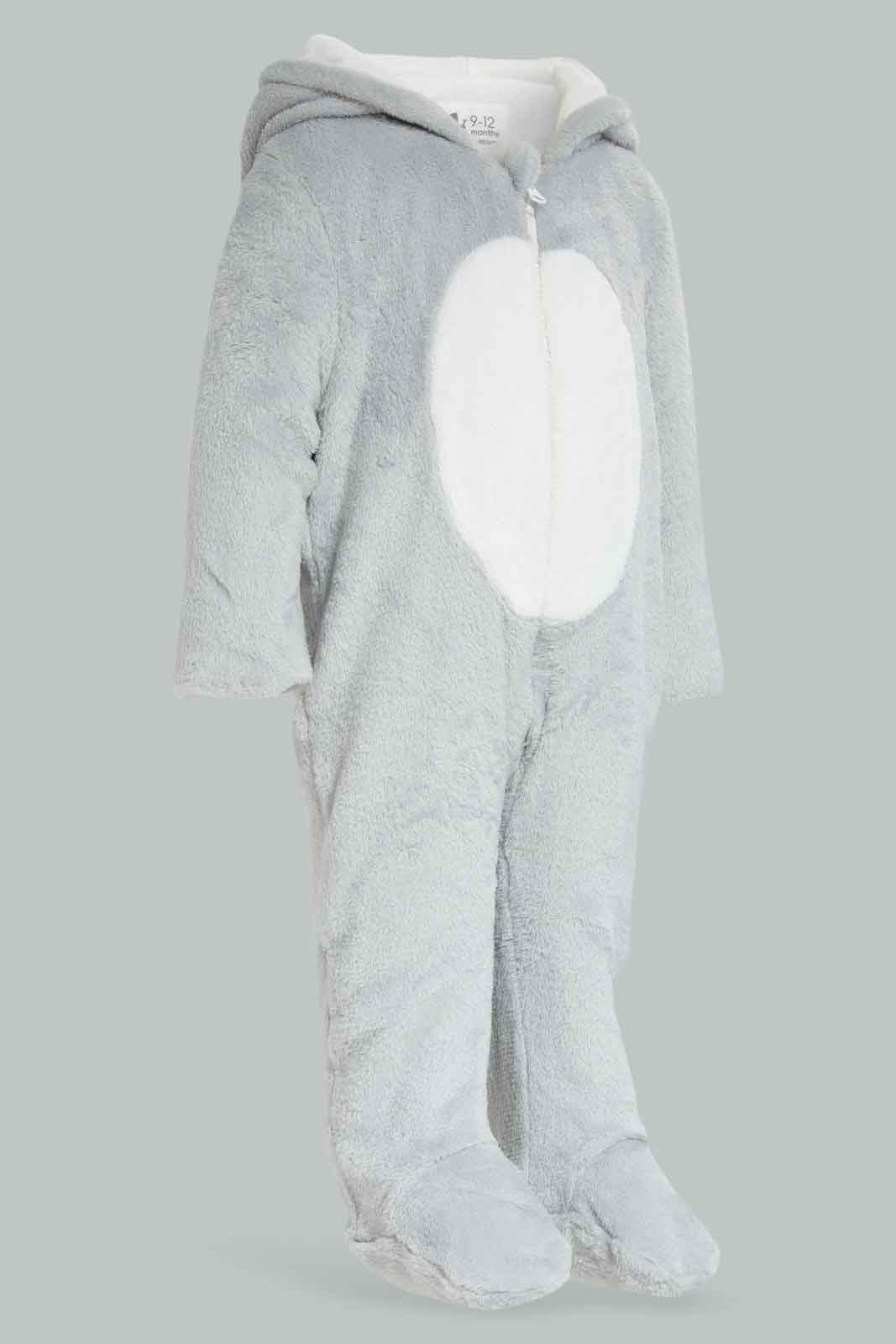 Redtag-Animal-Ears-Polar-Fleece-Pramsuit-Grey-Category:Coats,-Colour:Grey,-Deals:New-In,-Dept:New-Born,-Filter:Baby-(0-to-12-Mths),-NBB-Coats,-New-In-NBB-APL,-Non-Sale,-Section:Boys-(0-to-14Yrs),-W22B-Baby-0 to 12 Months