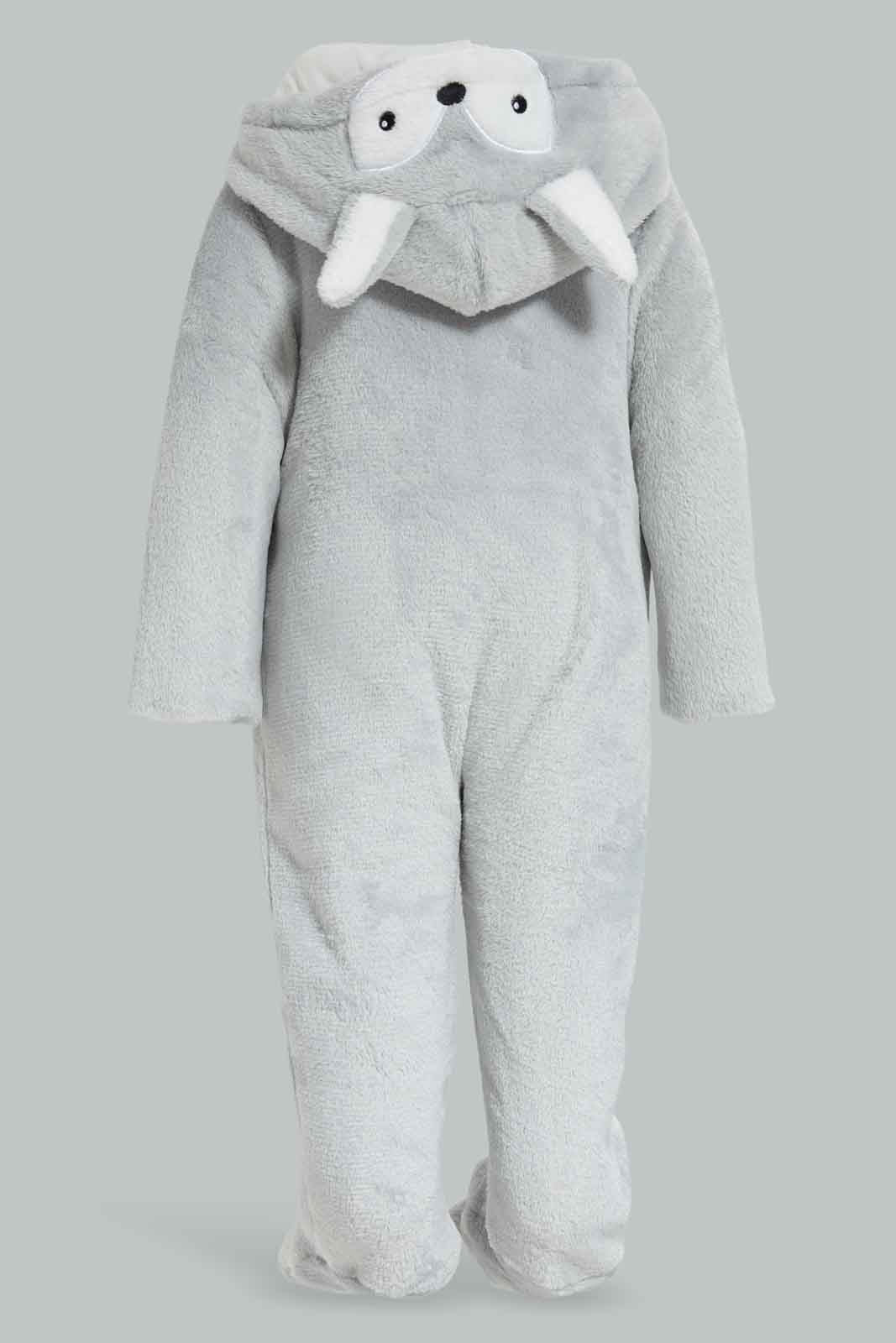 Redtag-Animal-Ears-Polar-Fleece-Pramsuit-Grey-Category:Coats,-Colour:Grey,-Deals:New-In,-Dept:New-Born,-Filter:Baby-(0-to-12-Mths),-NBB-Coats,-New-In-NBB-APL,-Non-Sale,-Section:Boys-(0-to-14Yrs),-W22B-Baby-0 to 12 Months