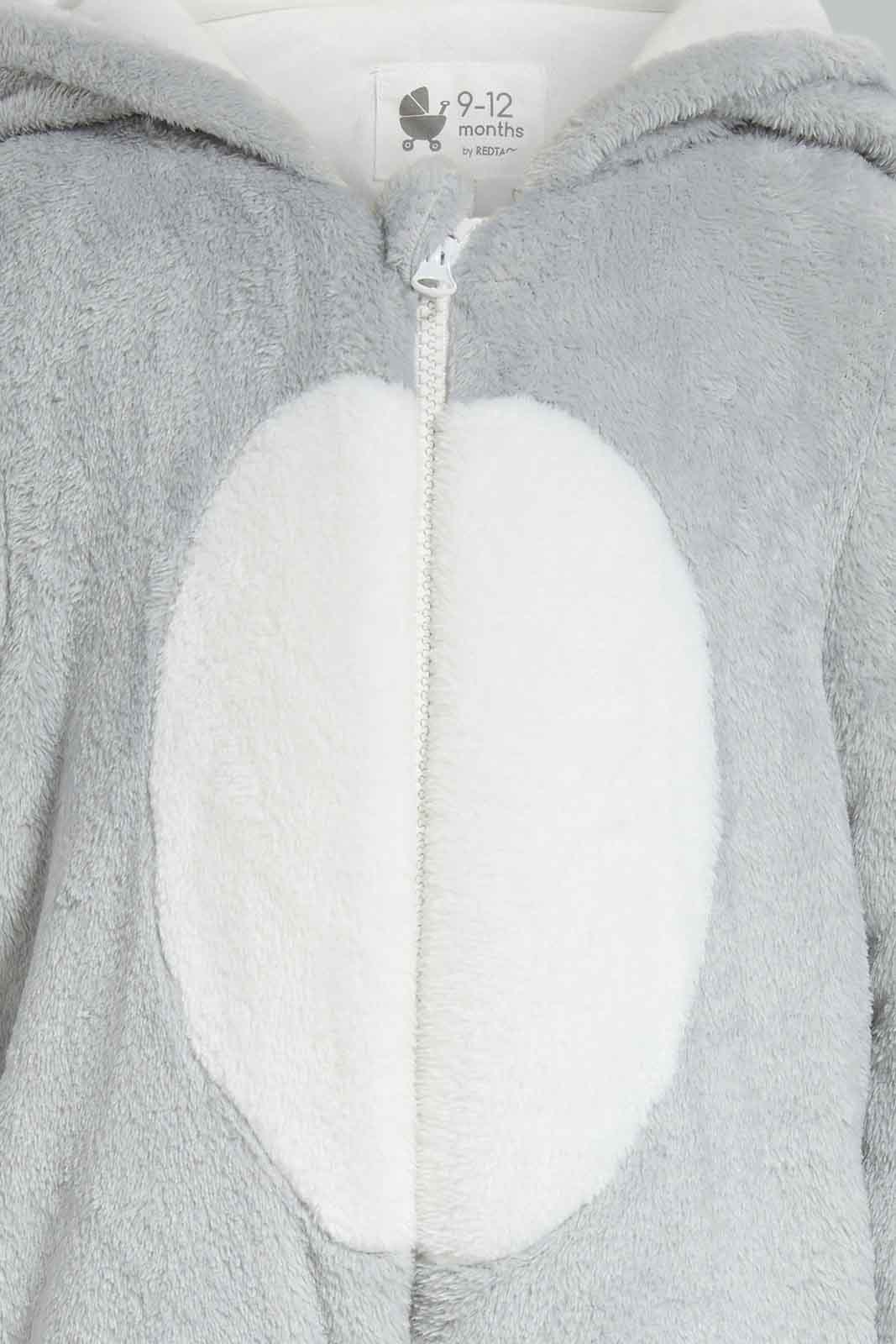 Redtag-Animal-Ears-Polar-Fleece-Pramsuit-Grey-Category:Coats,-Colour:Grey,-Deals:New-In,-Dept:New-Born,-Filter:Baby-(0-to-12-Mths),-NBB-Coats,-New-In-NBB-APL,-Non-Sale,-Section:Boys-(0-to-14Yrs),-W22B-Baby-0 to 12 Months