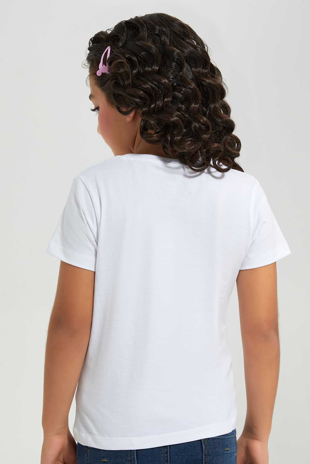 Redtag-Basic-White---Princess-Category:T-Shirts,-Colour:White,-Deals:New-In,-Filter:Girls-(2-to-8-Yrs),-GIR-T-Shirts,-New-In-GIR-APL,-Non-Sale,-Section:Girls-(0-to-14Yrs),-TBL,-W22A-Girls-2 to 8 Years