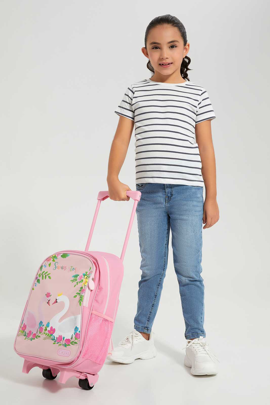 Redtag-Basic-Tee-AOP-Stripe-Grey-&-White-Category:T-Shirts,-Colour:White,-Deals:New-In,-Filter:Girls-(2-to-8-Yrs),-GIR-T-Shirts,-New-In-GIR-APL,-Non-Sale,-Section:Girls-(0-to-14Yrs),-TBL,-W22A-Girls-2 to 8 Years
