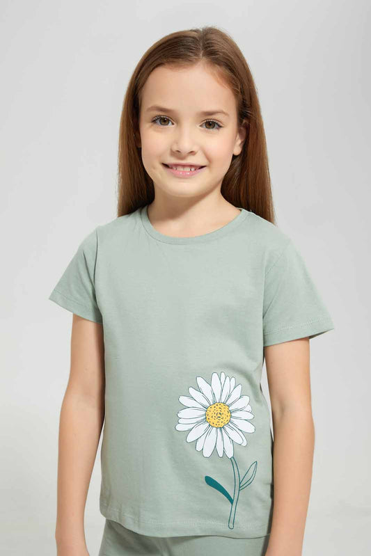Redtag-Basic-Tee---Sage-Category:T-Shirts,-Colour:Grey,-Deals:New-In,-Filter:Girls-(2-to-8-Yrs),-GIR-T-Shirts,-New-In-GIR-APL,-Non-Sale,-Section:Girls-(0-to-14Yrs),-TBL,-W22A-Girls-2 to 8 Years
