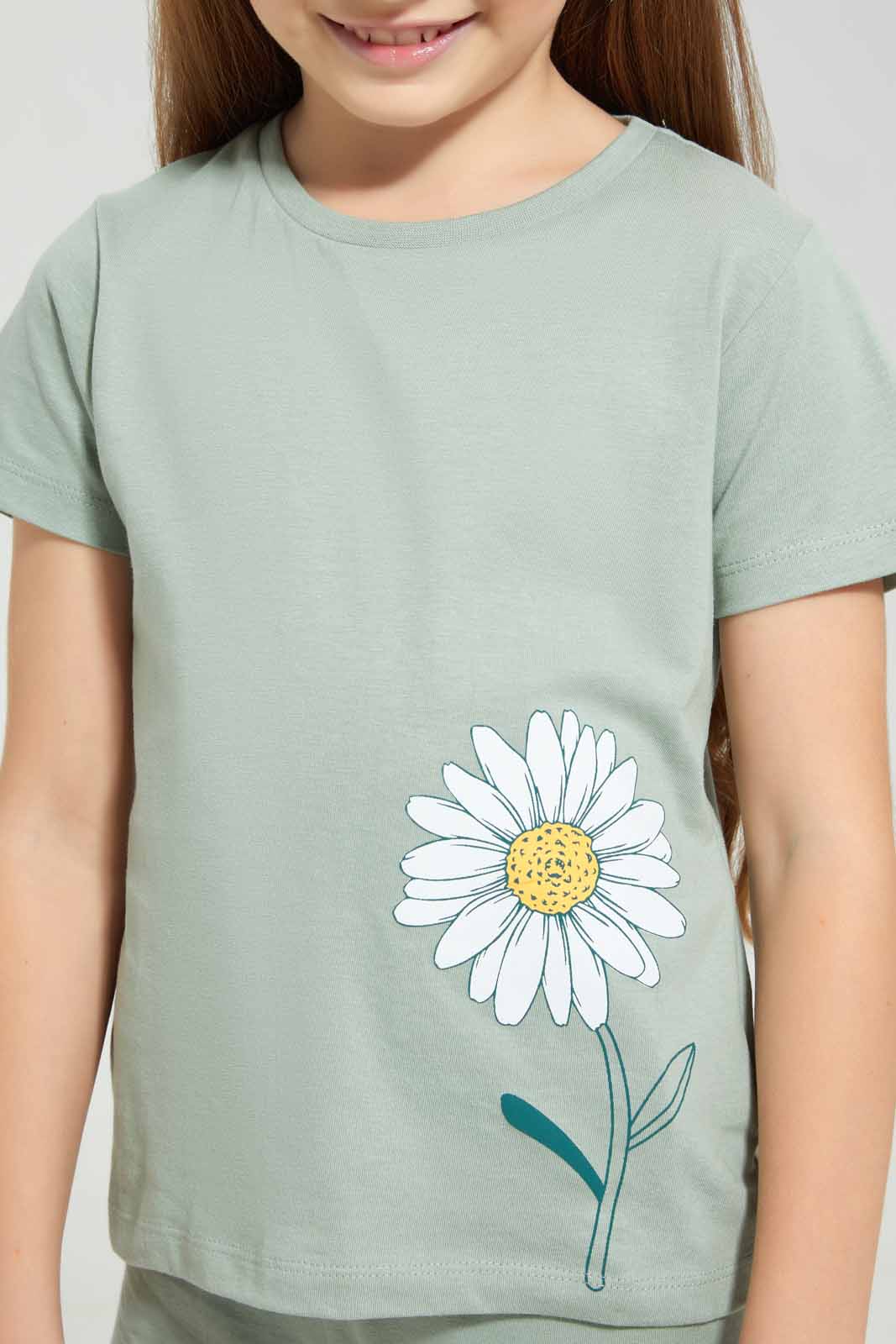 Redtag-Basic-Tee---Sage-Category:T-Shirts,-Colour:Grey,-Deals:New-In,-Filter:Girls-(2-to-8-Yrs),-GIR-T-Shirts,-New-In-GIR-APL,-Non-Sale,-Section:Girls-(0-to-14Yrs),-TBL,-W22A-Girls-2 to 8 Years