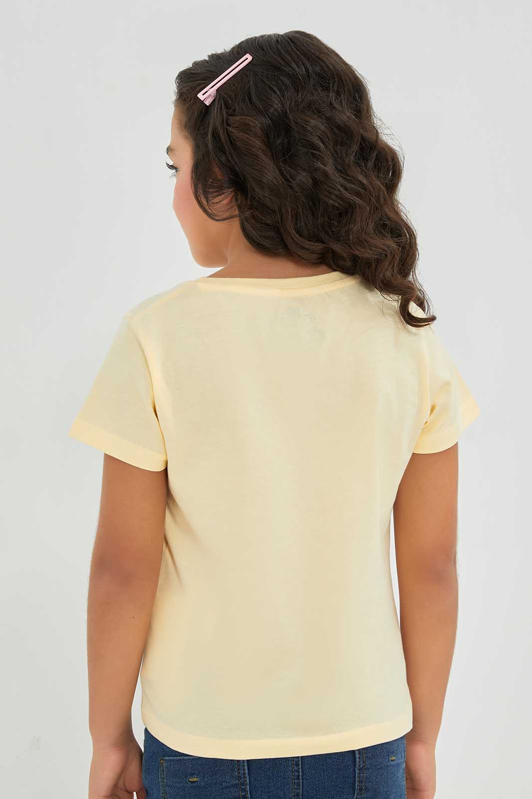 Redtag-Badic-Tee---Soft-Yellow-Play-Category:T-Shirts,-Colour:Yellow,-Deals:New-In,-Filter:Girls-(2-to-8-Yrs),-GIR-T-Shirts,-New-In-GIR-APL,-Non-Sale,-Section:Girls-(0-to-14Yrs),-TBL,-W22A-Girls-2 to 8 Years