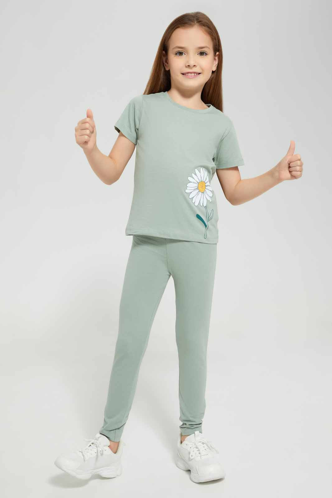 Redtag-Basic-Legging---Sage-Category:Jeggings,-Colour:Grey,-Deals:New-In,-Filter:Girls-(2-to-8-Yrs),-GIR-Jeggings,-New-In-GIR-APL,-Non-Sale,-Section:Girls-(0-to-14Yrs),-TBL,-W22A-Girls-2 to 8 Years