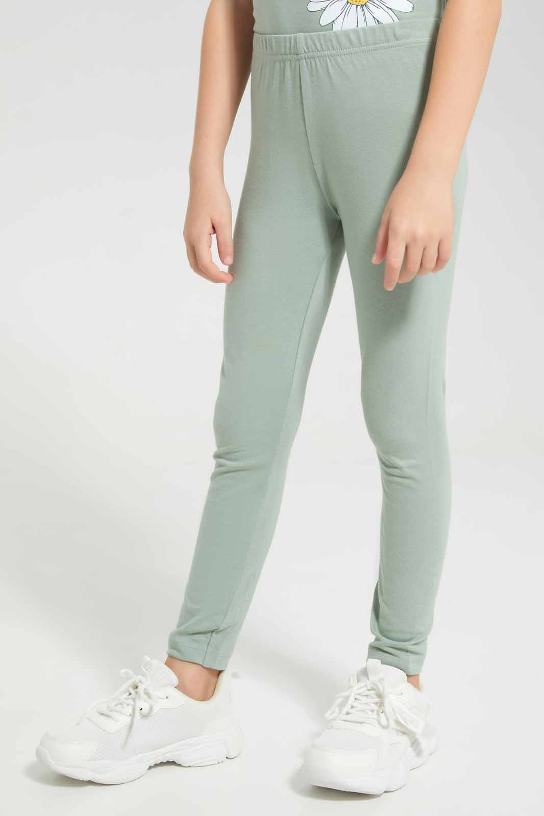 Redtag-Basic-Legging---Sage-Category:Jeggings,-Colour:Grey,-Deals:New-In,-Filter:Girls-(2-to-8-Yrs),-GIR-Jeggings,-New-In-GIR-APL,-Non-Sale,-Section:Girls-(0-to-14Yrs),-TBL,-W22A-Girls-2 to 8 Years