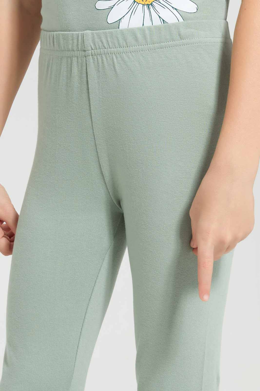 Redtag-Basic-Legging---Sage-Category:Jeggings,-Colour:Grey,-Deals:New-In,-Filter:Girls-(2-to-8-Yrs),-GIR-Jeggings,-New-In-GIR-APL,-Non-Sale,-Section:Girls-(0-to-14Yrs),-TBL,-W22A-Girls-2 to 8 Years
