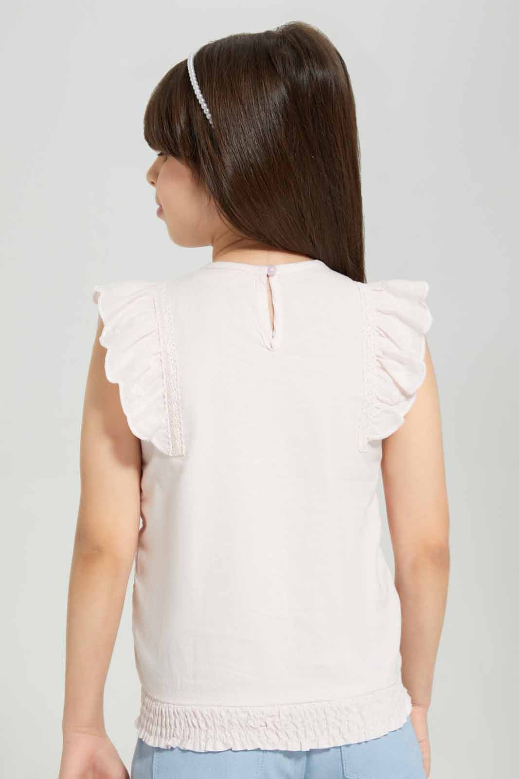 Redtag-Pink-Schiffly-Blouse-Category:Blouses,-Colour:Apricot,-Deals:New-In,-Filter:Girls-(2-to-8-Yrs),-GIR-Blouses,-New-In-GIR-APL,-Non-Sale,-Section:Girls-(0-to-14Yrs),-W22A-Girls-2 to 8 Years