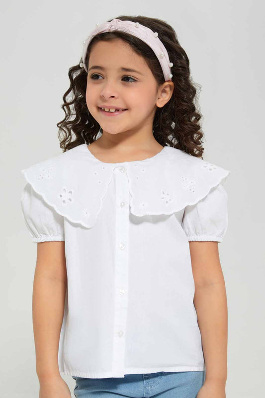 Redtag-White-Collar-Blouse-Category:Blouses,-Colour:White,-Deals:New-In,-Filter:Girls-(2-to-8-Yrs),-GIR-Blouses,-New-In-GIR-APL,-Non-Sale,-Section:Girls-(0-to-14Yrs),-W22A-Girls-2 to 8 Years