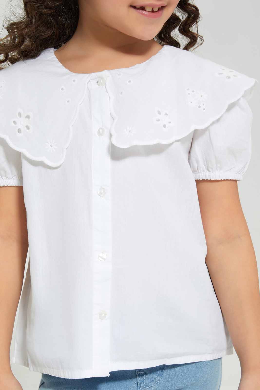 Redtag-White-Collar-Blouse-Category:Blouses,-Colour:White,-Deals:New-In,-Filter:Girls-(2-to-8-Yrs),-GIR-Blouses,-New-In-GIR-APL,-Non-Sale,-Section:Girls-(0-to-14Yrs),-W22A-Girls-2 to 8 Years