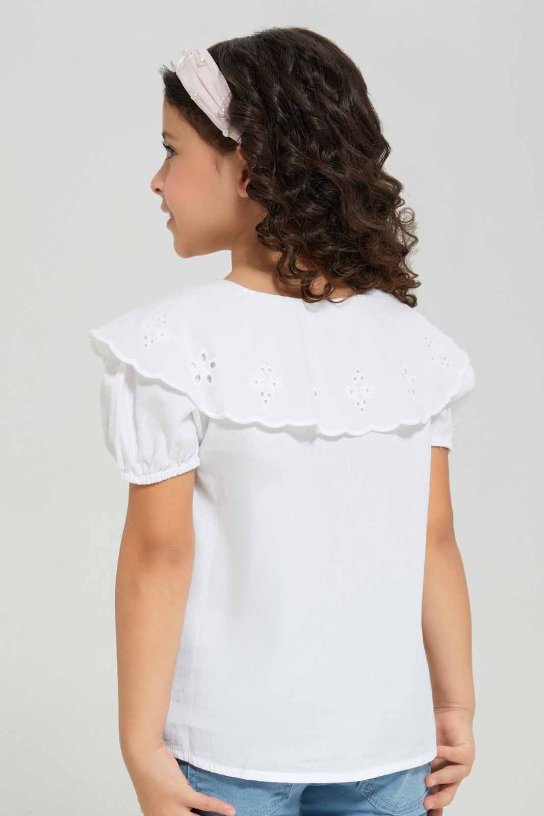 Redtag-White-Collar-Blouse-Category:Blouses,-Colour:White,-Deals:New-In,-Filter:Girls-(2-to-8-Yrs),-GIR-Blouses,-New-In-GIR-APL,-Non-Sale,-Section:Girls-(0-to-14Yrs),-W22A-Girls-2 to 8 Years