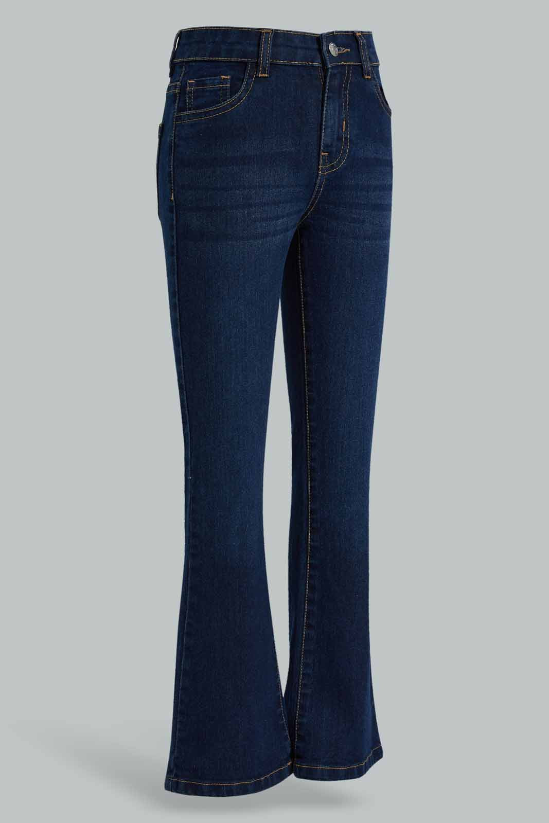 Redtag-Dk-Wash-Flared-Skinny-Jeans-Category:Jeans,-Colour:Dark-Wash,-Deals:New-In,-Filter:Senior-Girls-(8-to-14-Yrs),-FIT-WALL-(FTW),-GSR-Jeans,-New-In-GSR-APL,-Non-Sale,-Section:Girls-(0-to-14Yrs),-W22A-Senior-Girls-9 to 14 Years