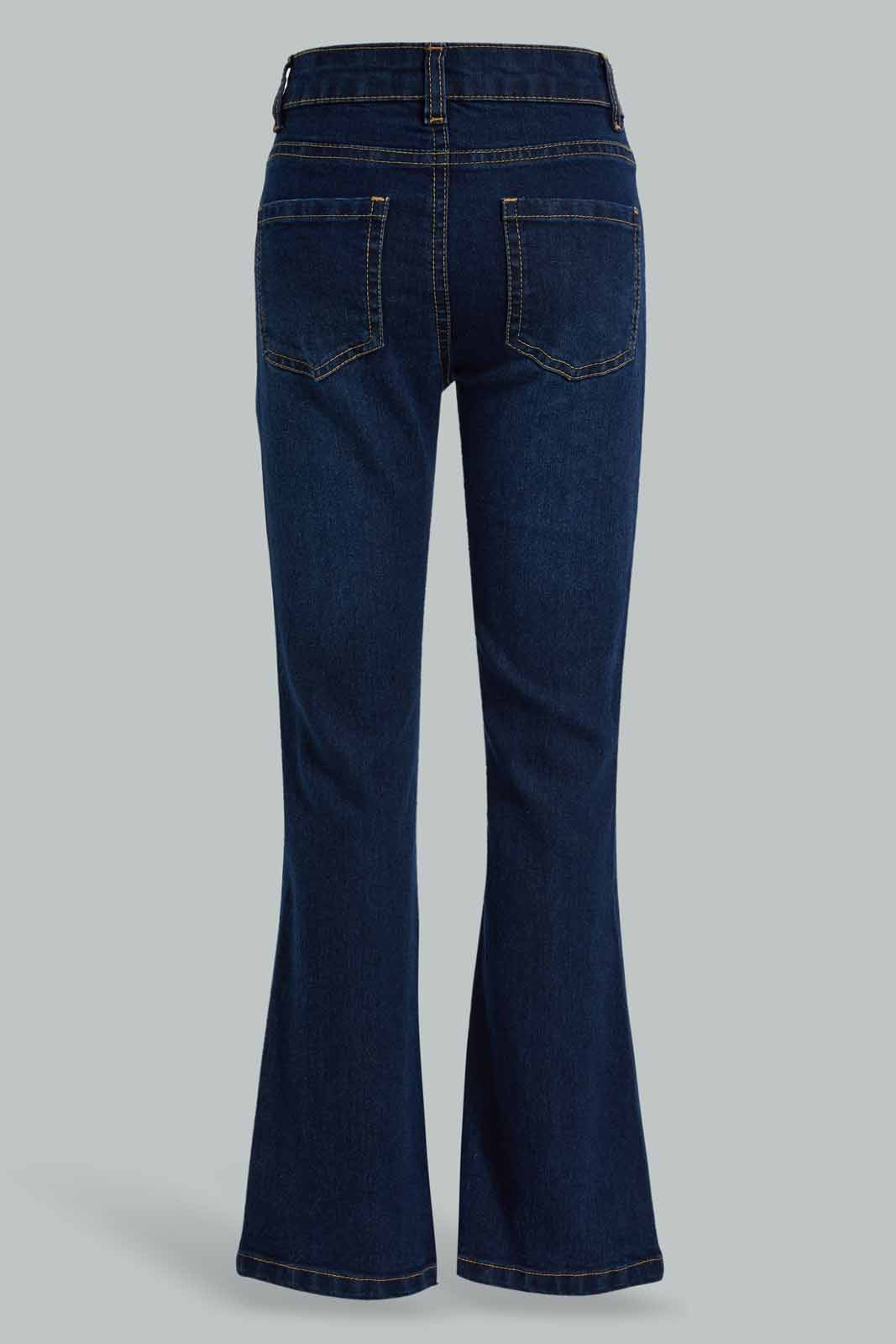 Redtag-Dk-Wash-Flared-Skinny-Jeans-Category:Jeans,-Colour:Dark-Wash,-Deals:New-In,-Filter:Senior-Girls-(8-to-14-Yrs),-FIT-WALL-(FTW),-GSR-Jeans,-New-In-GSR-APL,-Non-Sale,-Section:Girls-(0-to-14Yrs),-W22A-Senior-Girls-9 to 14 Years
