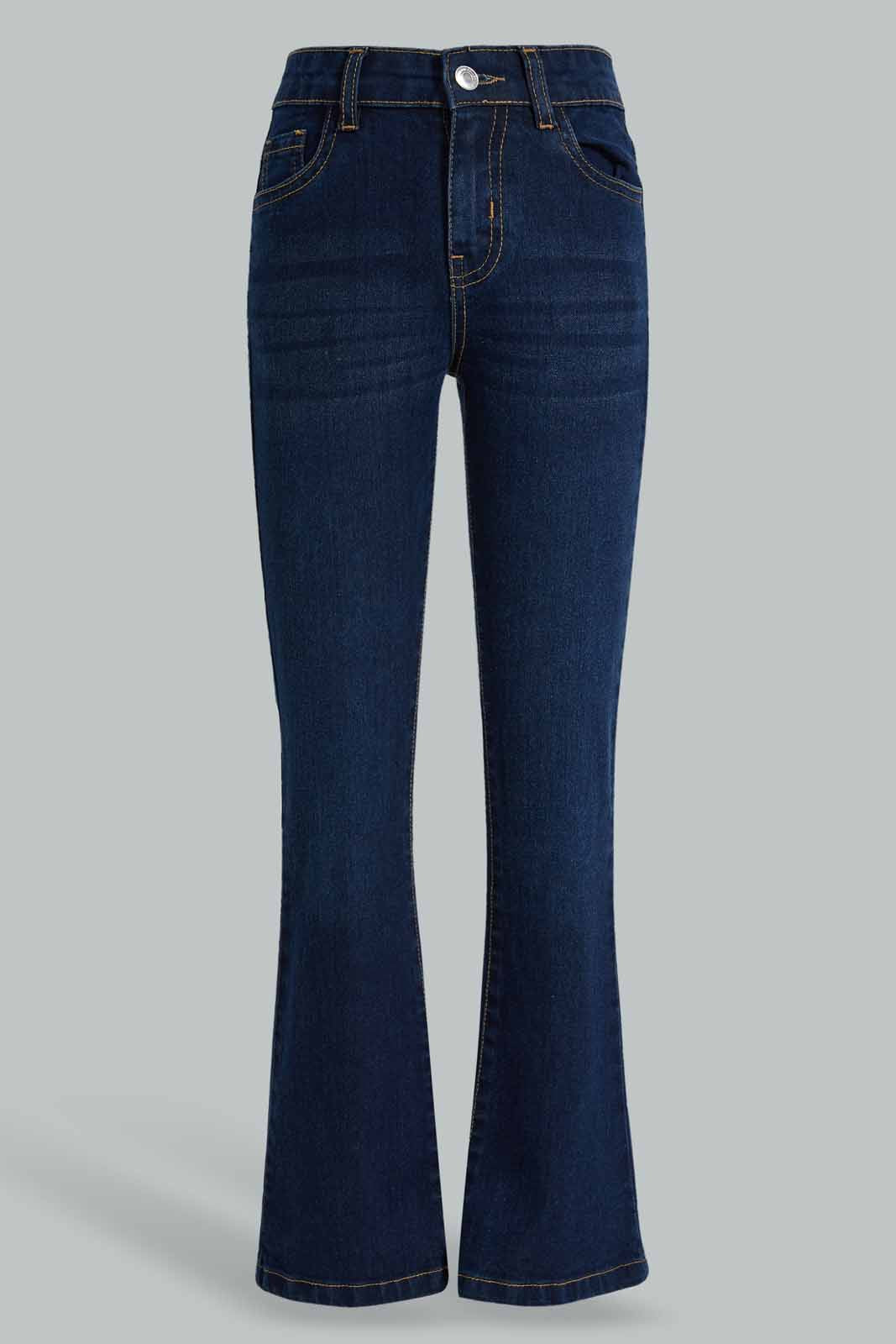 Redtag-Dk-Wash-Flared-Skinny-Jeans-Category:Jeans,-Colour:Dark-Wash,-Deals:New-In,-Filter:Senior-Girls-(8-to-14-Yrs),-FIT-WALL-(FTW),-GSR-Jeans,-New-In-GSR-APL,-Non-Sale,-Section:Girls-(0-to-14Yrs),-W22A-Senior-Girls-9 to 14 Years