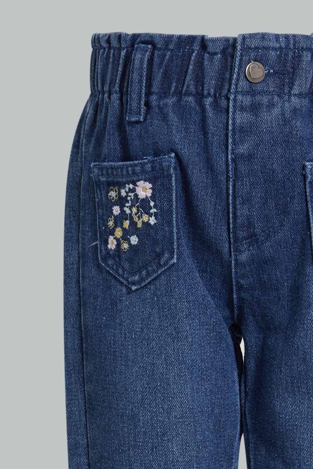 Redtag-Blue-Embroidry-Jean-Category:Jeans,-Colour:Blue,-Deals:New-In,-Filter:Infant-Girls-(3-to-24-Mths),-ING-Jeans,-New-In-ING-APL,-Non-Sale,-Section:Girls-(0-to-14Yrs),-W22A-Infant-Girls-3 to 24 Months