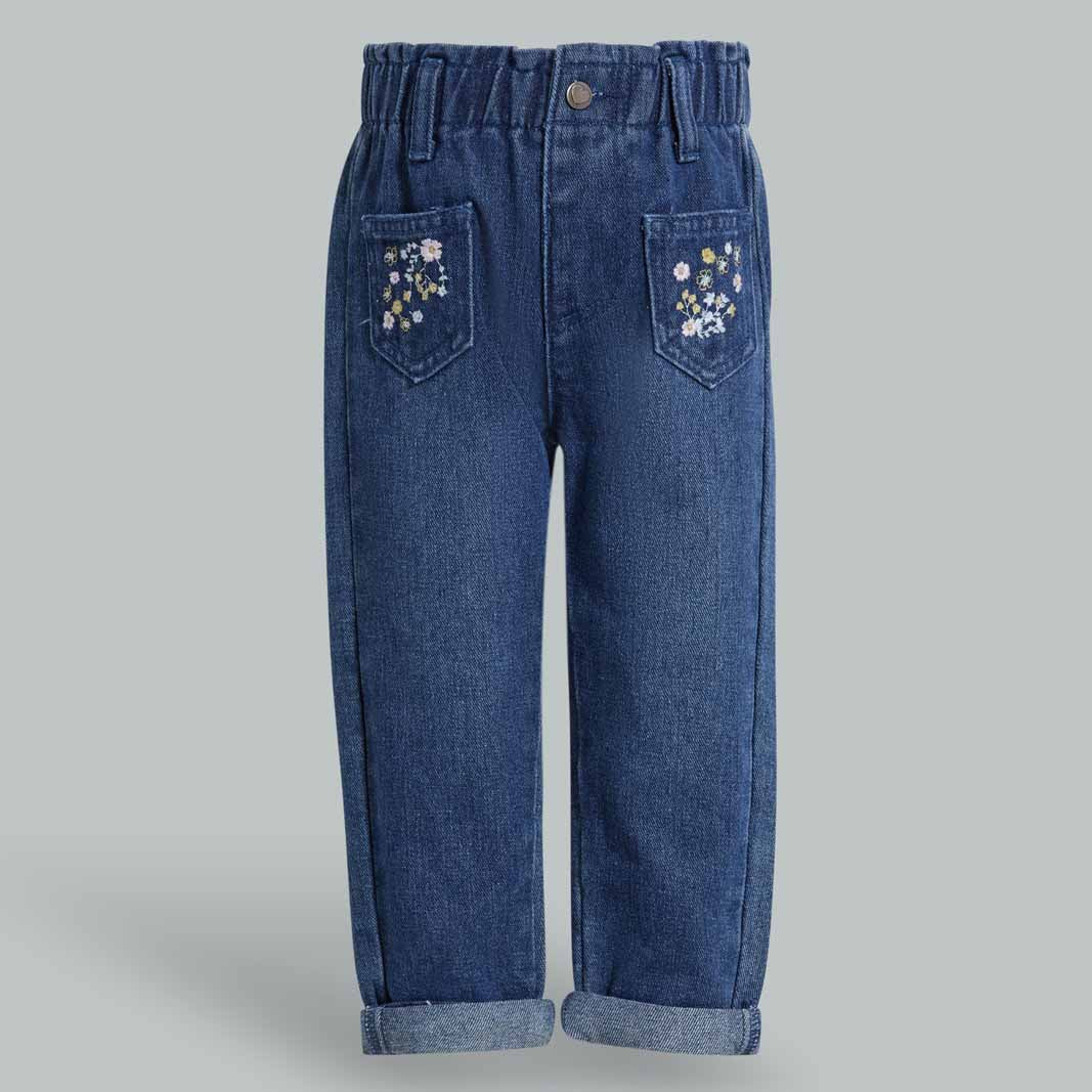 Redtag-Blue-Embroidry-Jean-Category:Jeans,-Colour:Blue,-Deals:New-In,-Filter:Infant-Girls-(3-to-24-Mths),-ING-Jeans,-New-In-ING-APL,-Non-Sale,-Section:Girls-(0-to-14Yrs),-W22A-Infant-Girls-3 to 24 Months