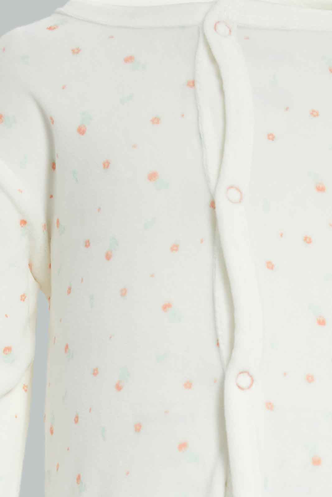Redtag-White-AOP-Floral-Velour-Sleepsuit-Category:Sleepsuits,-Colour:White,-Deals:New-In,-Dept:New-Born,-Filter:Baby-(0-to-12-Mths),-NBB-Sleepsuits,-New-In-NBB-APL,-Non-Sale,-Section:Boys-(0-to-14Yrs),-W22B-Baby-0 to 12 Months