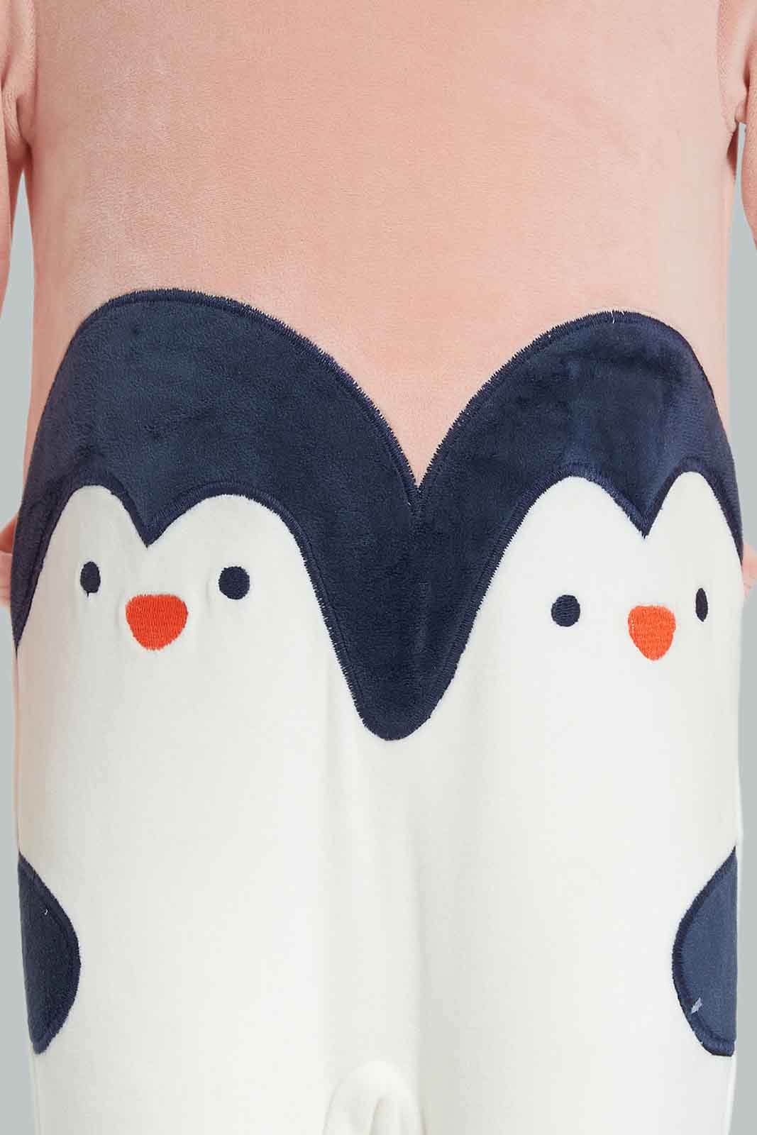 Redtag-Pink-Penguin-Velour-Sleepsuit-Category:Sleepsuits,-Colour:White,-Deals:New-In,-Dept:New-Born,-Filter:Baby-(0-to-12-Mths),-NBB-Sleepsuits,-New-In-NBB-APL,-Non-Sale,-Section:Boys-(0-to-14Yrs),-W22B-Baby-0 to 12 Months
