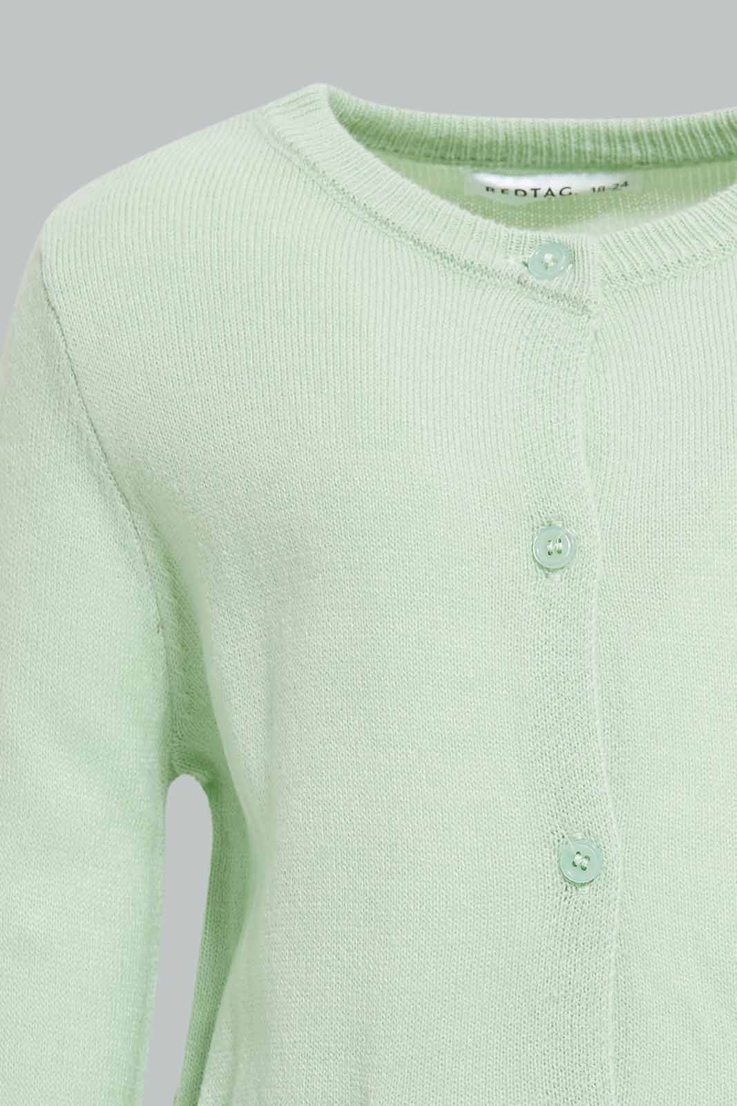 Redtag-Mint-bow-Detail-pockets-cardigan-Category:Cardigans,-Colour:Mint,-Deals:New-In,-Filter:Infant-Girls-(3-to-24-Mths),-ING-Cardigans,-New-In-ING-APL,-Non-Sale,-Section:Girls-(0-to-14Yrs),-W22A-Infant-Girls-3 to 24 Months