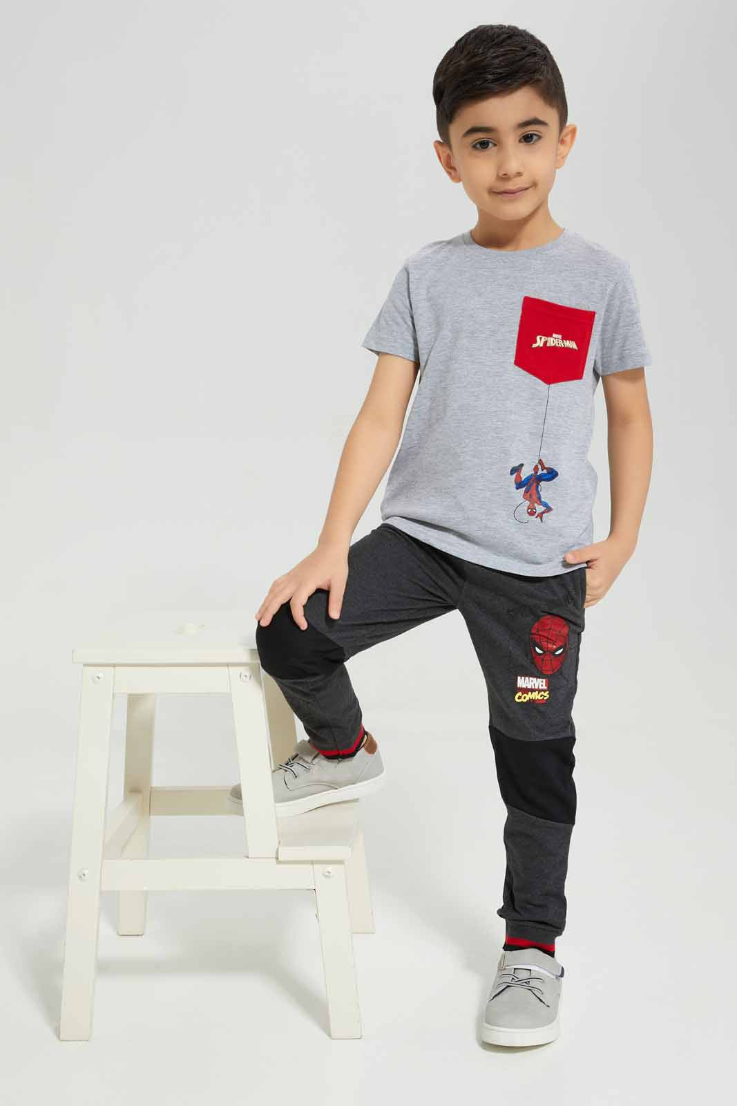 Redtag-Charcoal-Spiderman-Fashion-Jog-Pant-BOY-Joggers,-Category:Joggers,-CHR,-Colour:Charcoal,-Deals:New-In,-Filter:Boys-(2-to-8-Yrs),-New-In-BOY-APL,-Non-Sale,-Section:Boys-(0-to-14Yrs),-TBL,-W22A-Boys-2 to 8 Years