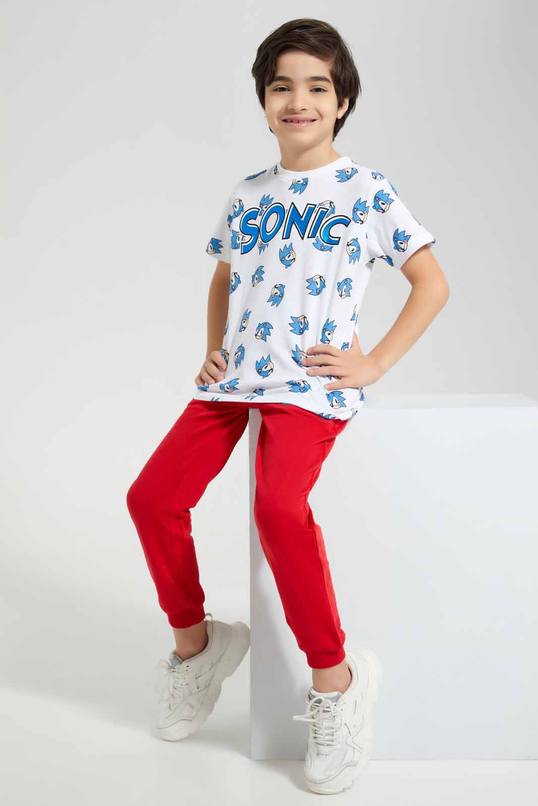 Redtag-White-Sonic-AOP-Short-Sleeve-T-Shirt-BOY-T-Shirts,-Category:T-Shirts,-CHR,-Colour:White,-Deals:New-In,-Filter:Boys-(2-to-8-Yrs),-New-In-BOY-APL,-Non-Sale,-Section:Boys-(0-to-14Yrs),-TBL,-W22A-Boys-2 to 8 Years