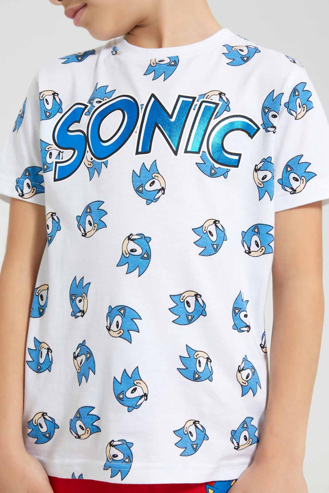 Redtag-White-Sonic-AOP-Short-Sleeve-T-Shirt-BOY-T-Shirts,-Category:T-Shirts,-CHR,-Colour:White,-Deals:New-In,-Filter:Boys-(2-to-8-Yrs),-New-In-BOY-APL,-Non-Sale,-Section:Boys-(0-to-14Yrs),-TBL,-W22A-Boys-2 to 8 Years