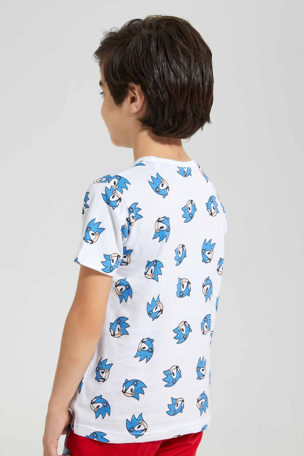 Redtag-White-Sonic-AOP-Short-Sleeve-T-Shirt-BOY-T-Shirts,-Category:T-Shirts,-CHR,-Colour:White,-Deals:New-In,-Filter:Boys-(2-to-8-Yrs),-New-In-BOY-APL,-Non-Sale,-Section:Boys-(0-to-14Yrs),-TBL,-W22A-Boys-2 to 8 Years