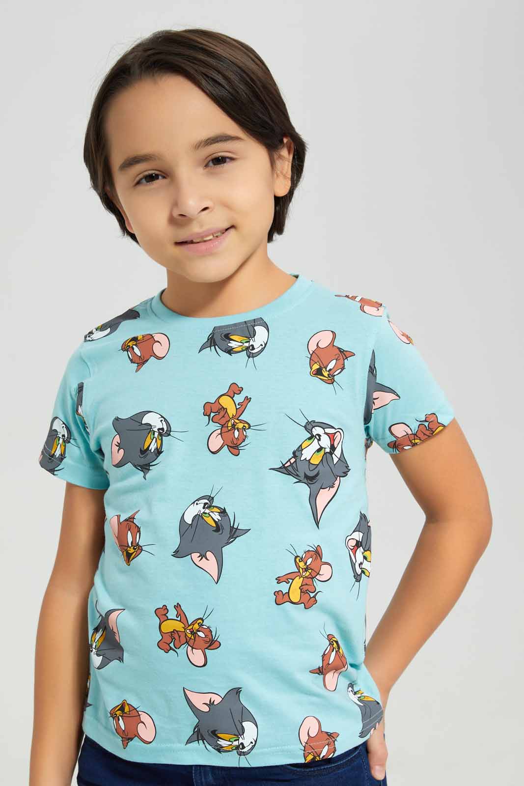 Redtag-Blue-Tom-And-Jerry-AOP-Short-Sleeve-T-Shirt-BOY-T-Shirts,-Category:T-Shirts,-CHR,-Colour:Blue,-Deals:New-In,-Filter:Boys-(2-to-8-Yrs),-New-In-BOY-APL,-Non-Sale,-Section:Boys-(0-to-14Yrs),-TBL,-W22A-Boys-2 to 8 Years