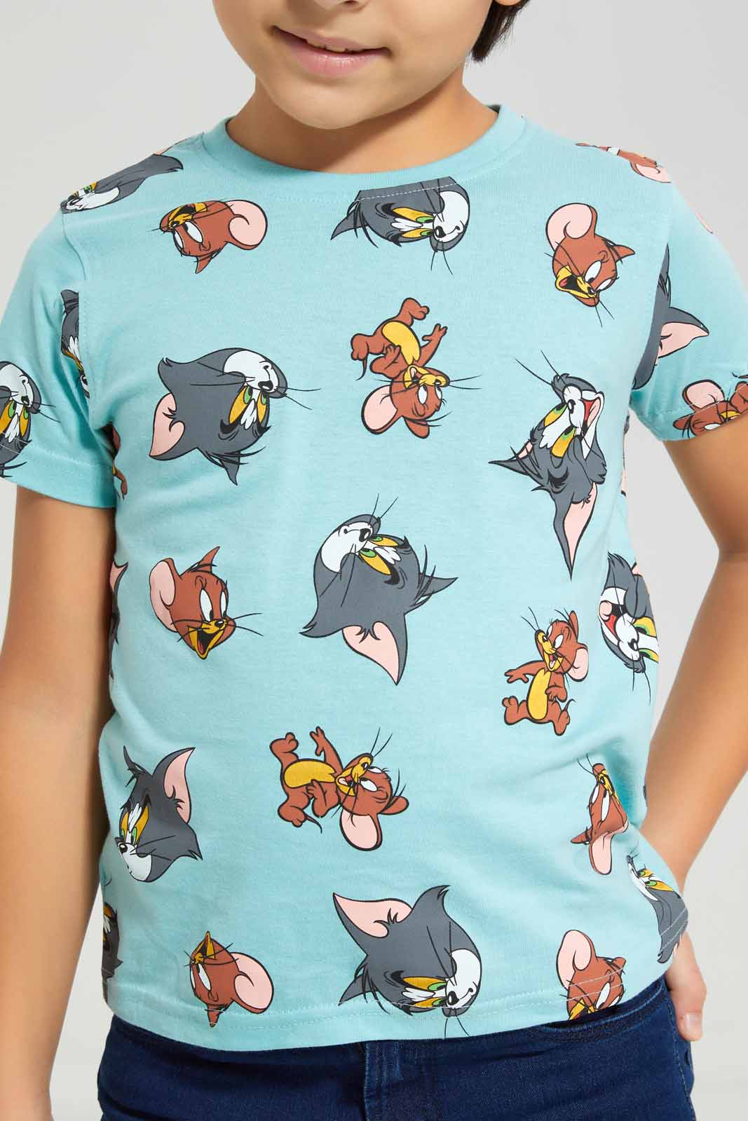 Redtag-Blue-Tom-And-Jerry-AOP-Short-Sleeve-T-Shirt-BOY-T-Shirts,-Category:T-Shirts,-CHR,-Colour:Blue,-Deals:New-In,-Filter:Boys-(2-to-8-Yrs),-New-In-BOY-APL,-Non-Sale,-Section:Boys-(0-to-14Yrs),-TBL,-W22A-Boys-2 to 8 Years