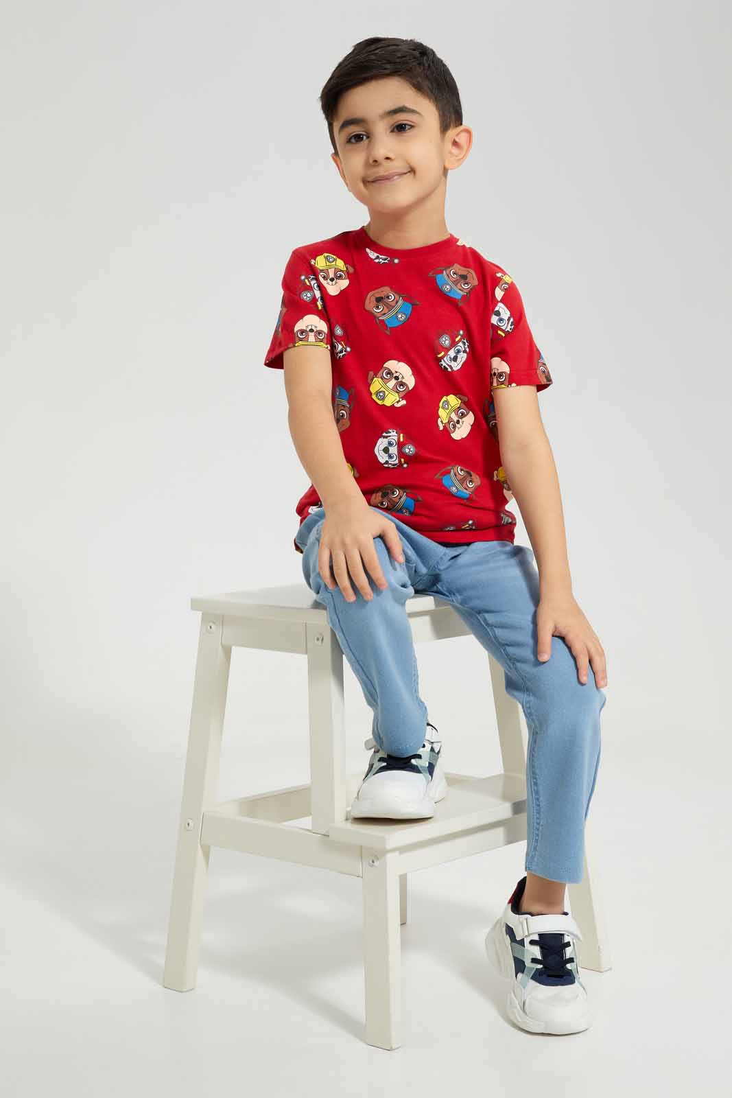 Redtag-Red-Paw-Patrol-AOP-Short-Sleeve-T-Shirt-BOY-T-Shirts,-Category:T-Shirts,-CHR,-Colour:Red,-Deals:New-In,-Filter:Boys-(2-to-8-Yrs),-New-In-BOY-APL,-Non-Sale,-Section:Boys-(0-to-14Yrs),-TBL,-W22A-Boys-2 to 8 Years