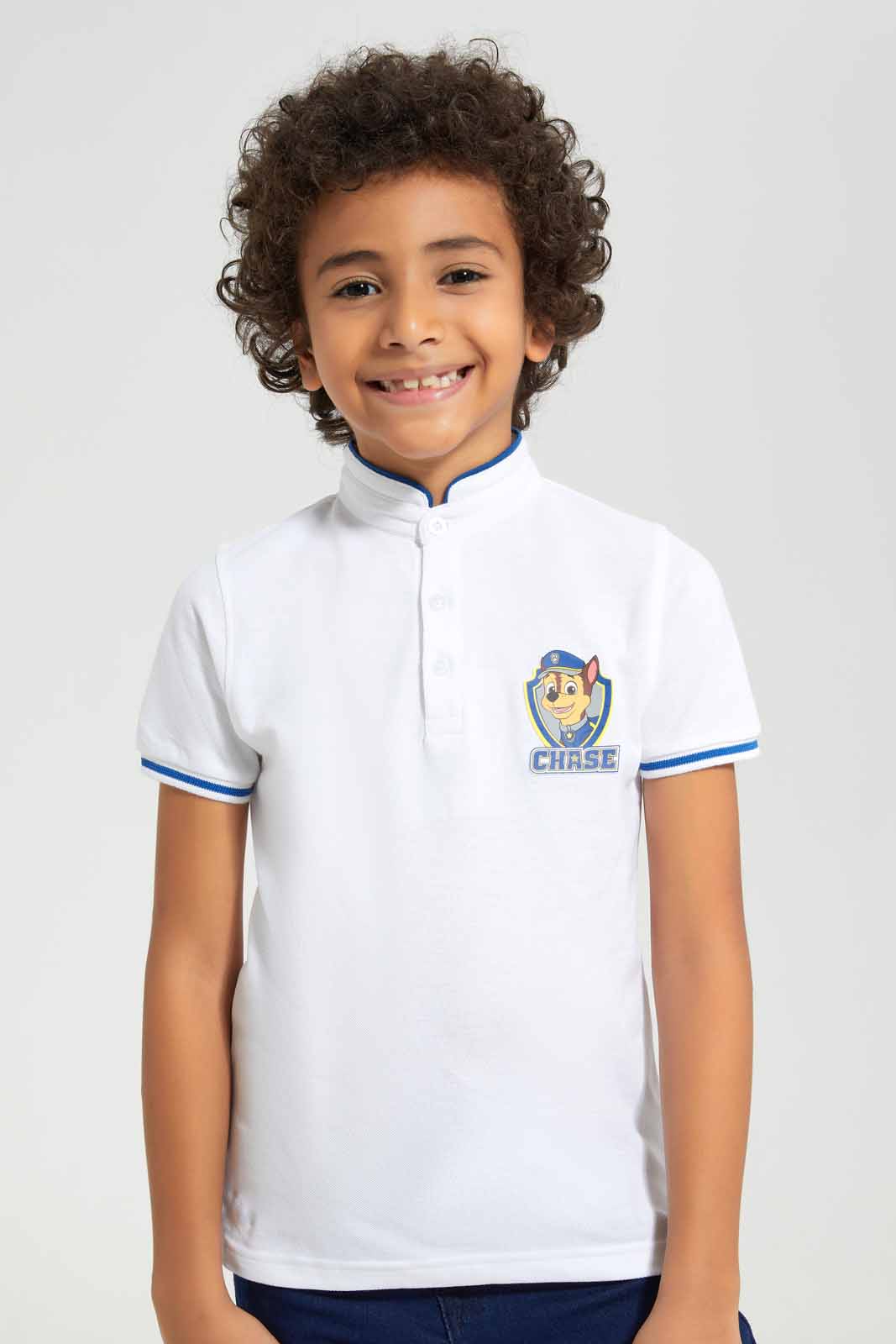 Redtag-White-Paw-Patrol-Stand-Up-Collar-Polo-T-Shirt-BOY-Polo-T-Shirts,-Category:Polo-T-Shirts,-CHR,-Colour:White,-Deals:New-In,-Filter:Boys-(2-to-8-Yrs),-New-In-BOY-APL,-Non-Sale,-Section:Boys-(0-to-14Yrs),-TBL,-W22A-Boys-2 to 8 Years