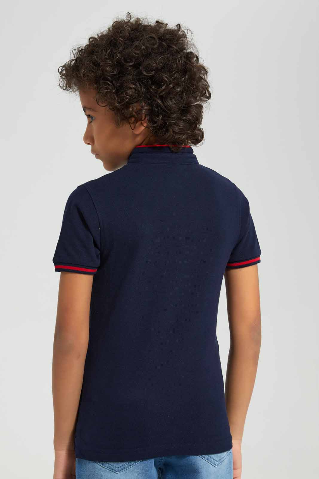 Redtag-Navy-Sonic-Stand-Up-Collar-Polo-T-Shirt-BOY-Polo-T-Shirts,-Category:Polo-T-Shirts,-CHR,-Colour:Navy,-Deals:New-In,-Filter:Boys-(2-to-8-Yrs),-New-In-BOY-APL,-Non-Sale,-Section:Boys-(0-to-14Yrs),-TBL,-W22A-Boys-2 to 8 Years