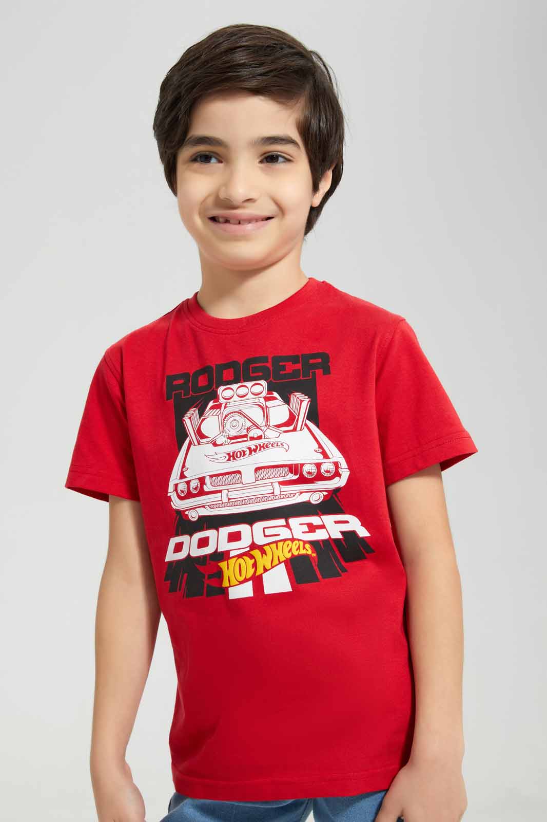 Redtag-Red-Hot-Wheel-Short-Sleeve-T-Shirt-BOY-T-Shirts,-Category:T-Shirts,-CHR,-Colour:Red,-Deals:New-In,-Filter:Boys-(2-to-8-Yrs),-New-In-BOY-APL,-Non-Sale,-Section:Boys-(0-to-14Yrs),-TBL,-W22A-Boys-2 to 8 Years