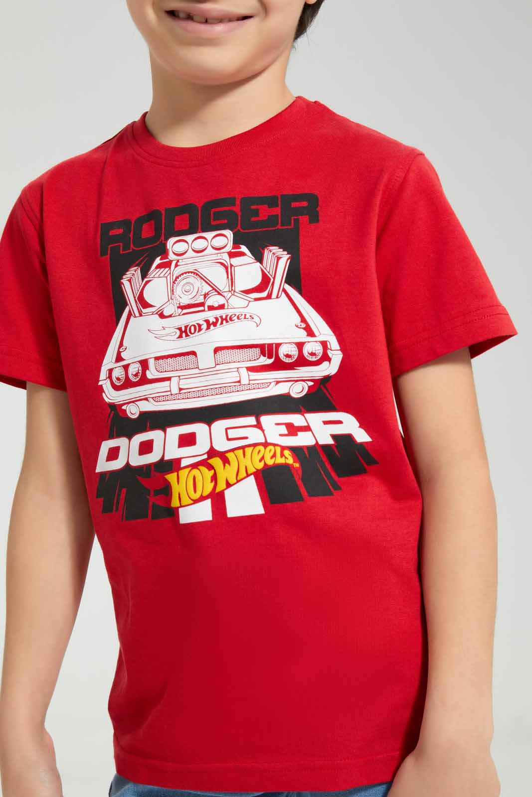 Redtag-Red-Hot-Wheel-Short-Sleeve-T-Shirt-BOY-T-Shirts,-Category:T-Shirts,-CHR,-Colour:Red,-Deals:New-In,-Filter:Boys-(2-to-8-Yrs),-New-In-BOY-APL,-Non-Sale,-Section:Boys-(0-to-14Yrs),-TBL,-W22A-Boys-2 to 8 Years