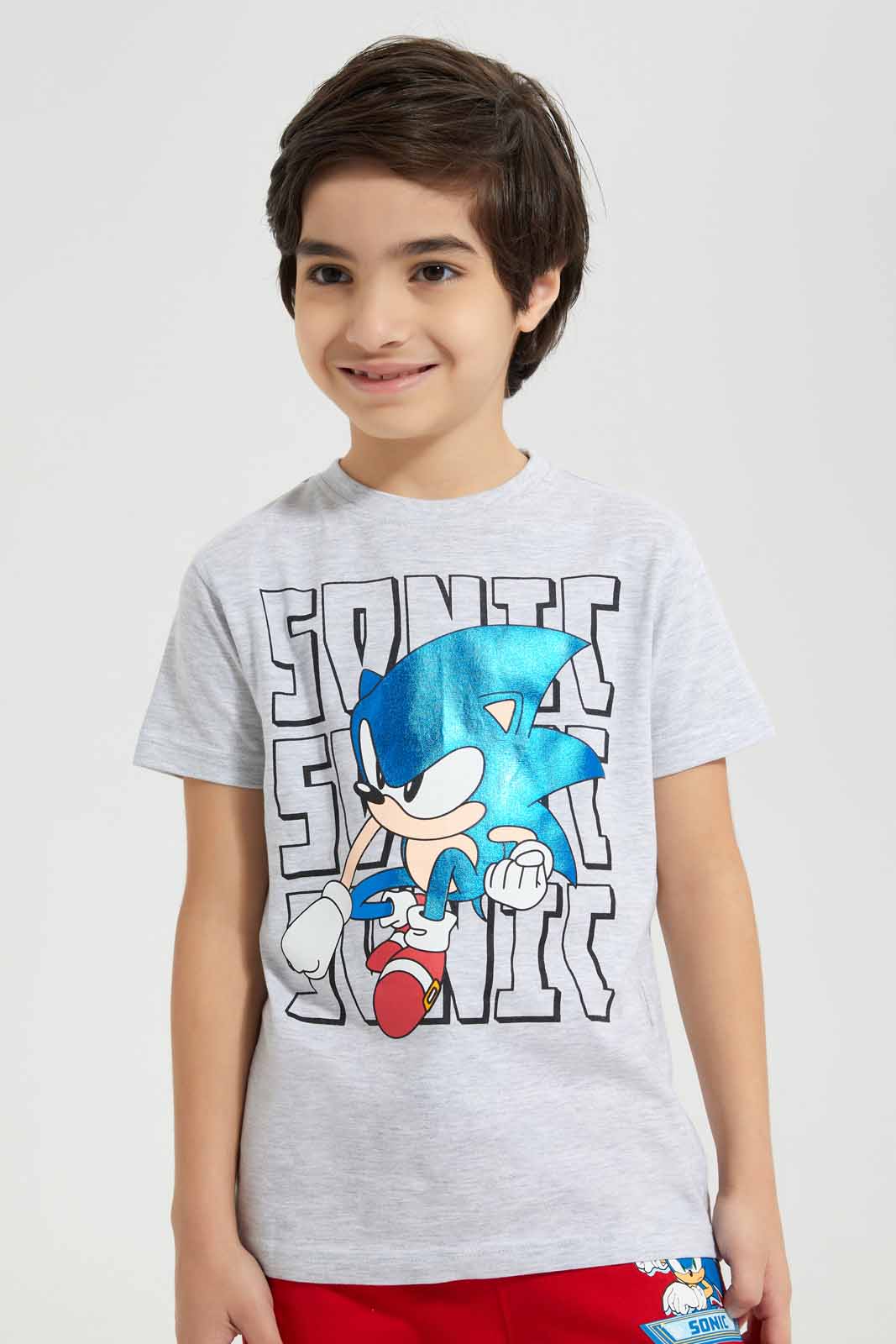 Redtag-Grey-Sonic-Graphic-Character-Short-Sleeve-T-Shirt-BOY-T-Shirts,-Category:T-Shirts,-CHR,-Colour:Grey,-Deals:New-In,-Filter:Boys-(2-to-8-Yrs),-New-In-BOY-APL,-Non-Sale,-Section:Boys-(0-to-14Yrs),-TBL,-W22A-Boys-2 to 8 Years