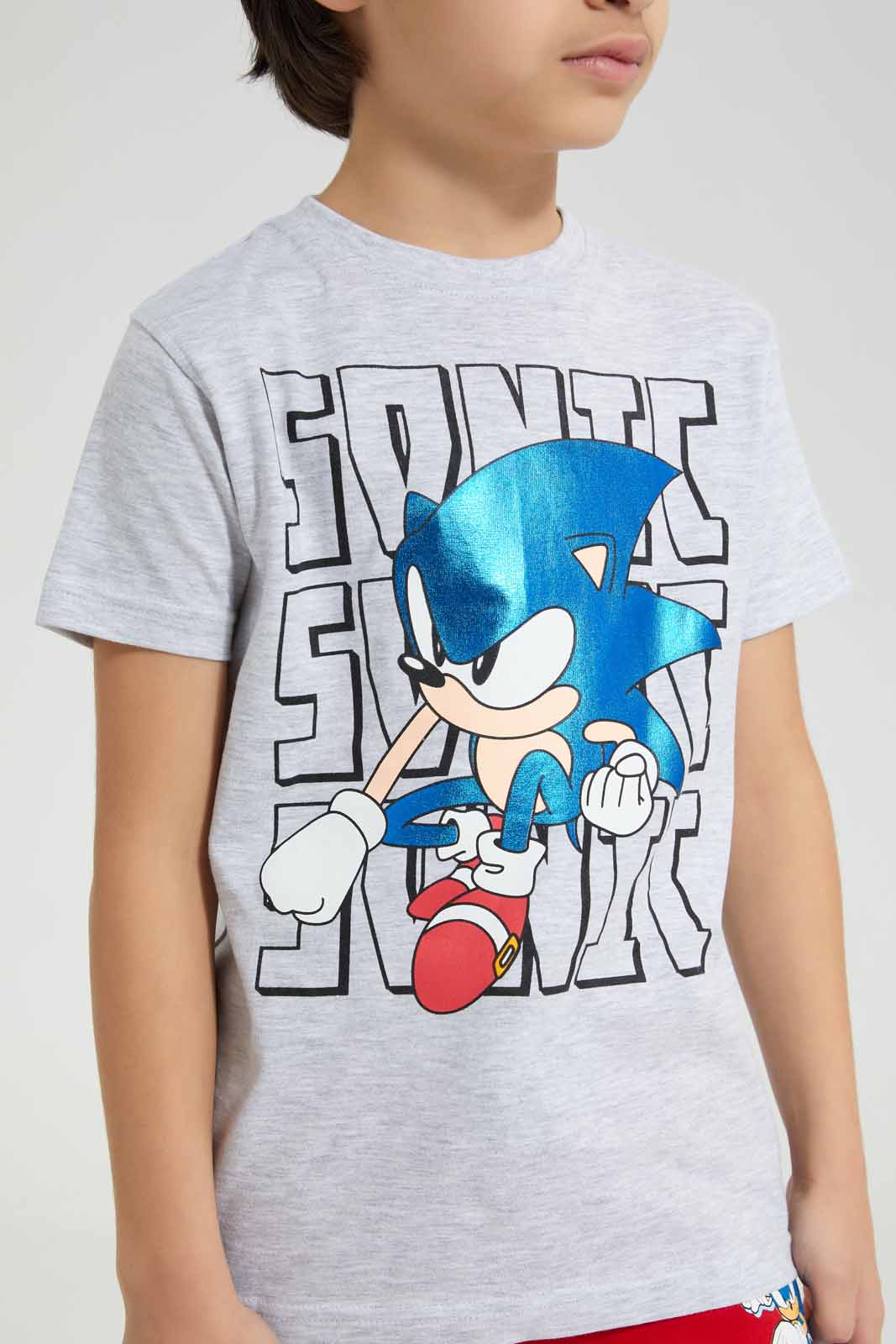 Redtag-Grey-Sonic-Graphic-Character-Short-Sleeve-T-Shirt-BOY-T-Shirts,-Category:T-Shirts,-CHR,-Colour:Grey,-Deals:New-In,-Filter:Boys-(2-to-8-Yrs),-New-In-BOY-APL,-Non-Sale,-Section:Boys-(0-to-14Yrs),-TBL,-W22A-Boys-2 to 8 Years