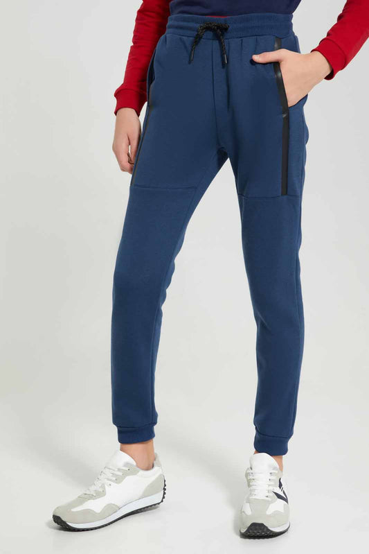 Senior Boys Navy Zipper Jogger