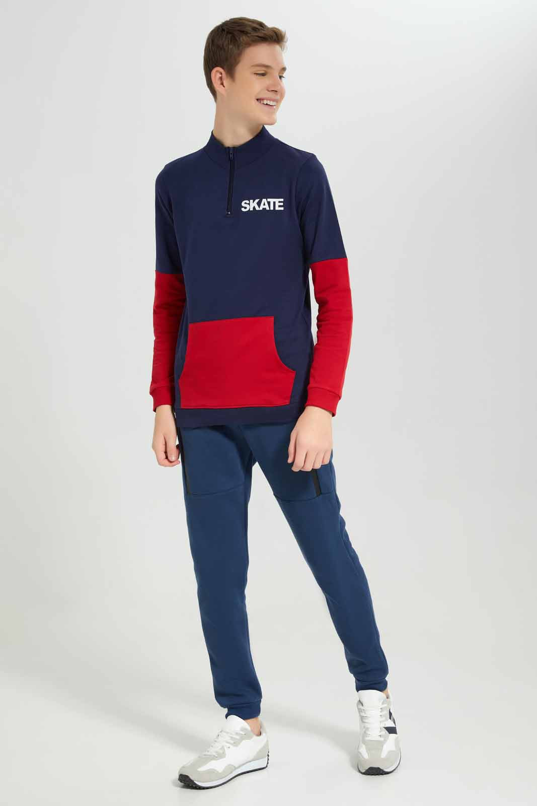 Senior Boys Navy Zipper Jogger