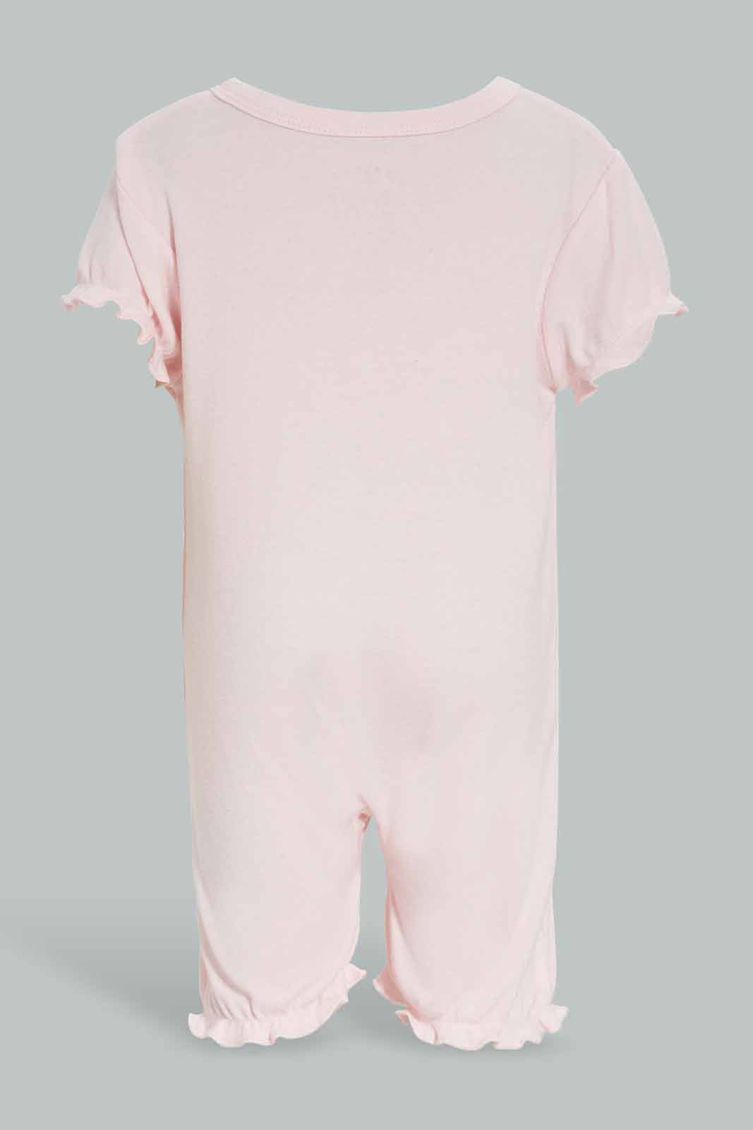 Redtag-Pink-Floral-2-Piece-Pack-Rompers-Category:Rompers,-Colour:Apricot,-Deals:New-In,-Dept:New-Born,-Filter:Baby-(0-to-12-Mths),-NBG-Rompers,-New-In-NBG-APL,-Non-Sale,-Section:Girls-(0-to-14Yrs),-W22A-Baby-0 to 12 Months