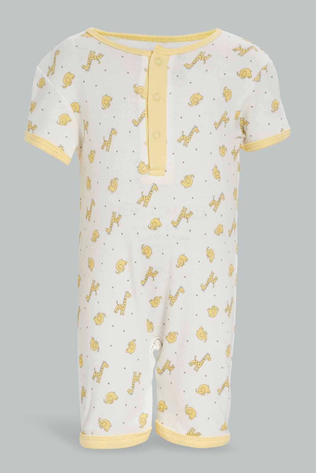 Redtag-Yellow-Girraffe-2-Piece-Pack-Sleep-Suit-Category:Rompers,-Colour:Yellow,-Deals:New-In,-Dept:New-Born,-Filter:Baby-(0-to-12-Mths),-NBB-Rompers,-New-In-NBB-APL,-Non-Sale,-Section:Boys-(0-to-14Yrs),-W22A-Baby-0 to 12 Months