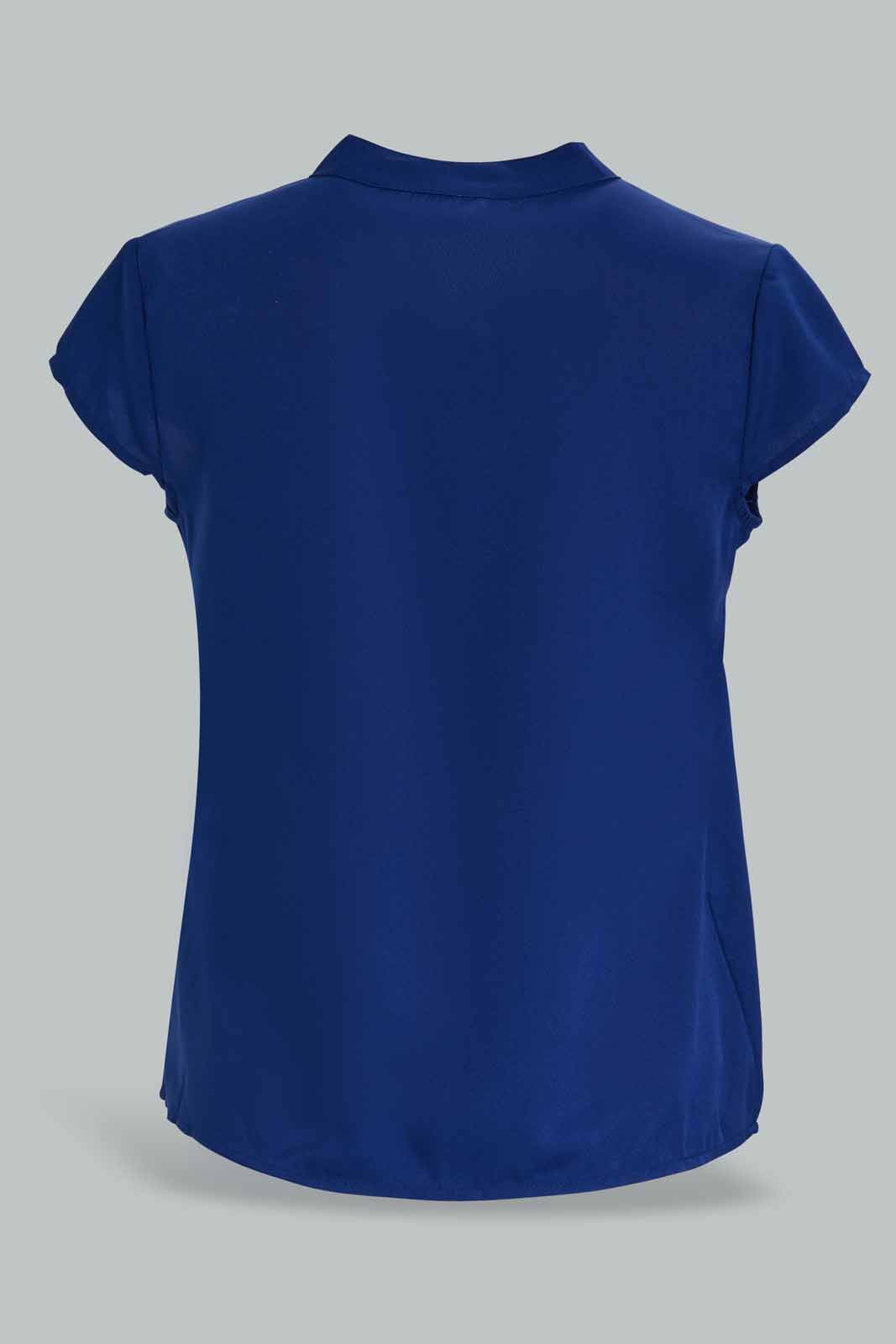 Redtag-NAVY-Printed-Placket-Detail-Blouse-Category:Blouses,-Colour:Navy,-Deals:New-In,-Filter:Women's-Clothing,-New-In-Women-APL,-Non-Sale,-Section:Women,-W22A,-Women-Blouses-Women's-