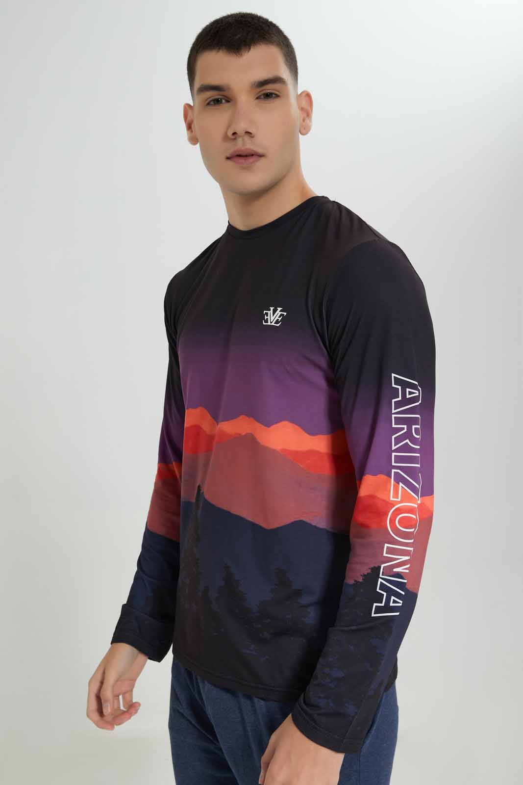 Redtag-Black-L/S-Nature-Graphic-Tee-Category:T-Shirts,-Colour:Black,-Deals:New-In,-Filter:Men's-Clothing,-Men-T-Shirts,-New-In-Men-APL,-Non-Sale,-Section:Men,-W22A-Men's-