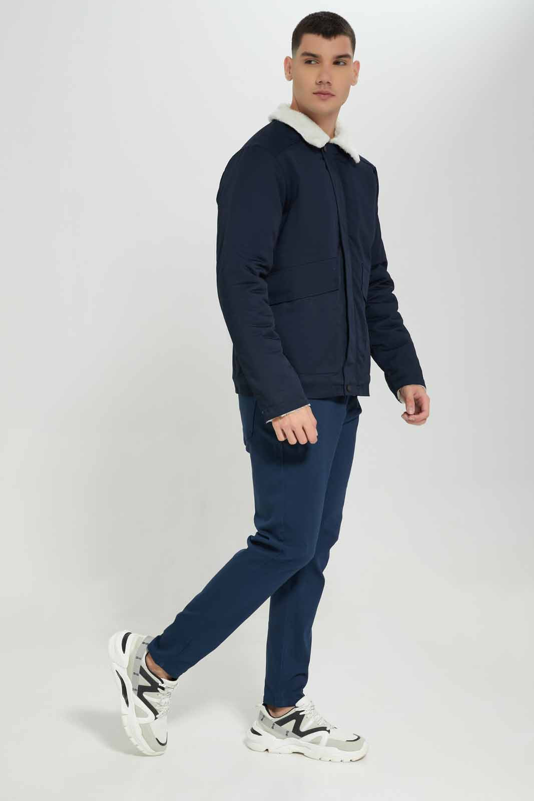 Redtag-Navy-Sherpa-Collar-Jacket-Category:Jackets,-Colour:Navy,-Deals:New-In,-EHW,-Filter:Men's-Clothing,-Men-Jackets,-New-In-Men-APL,-Non-Sale,-Section:Men,-W22B-Men's-