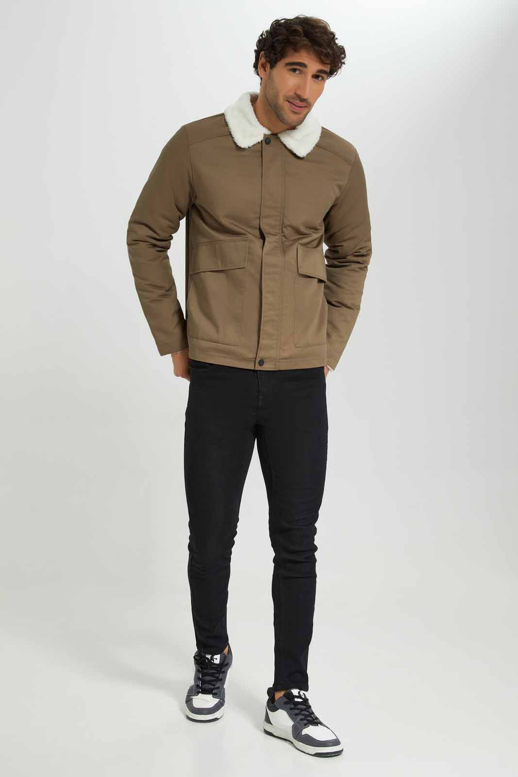 Redtag-Tan-Sherpa-Collar-Jacket-Category:Jackets,-Colour:Tan,-Deals:New-In,-EHW,-Filter:Men's-Clothing,-Men-Jackets,-New-In-Men-APL,-Non-Sale,-Section:Men,-W22B-Men's-