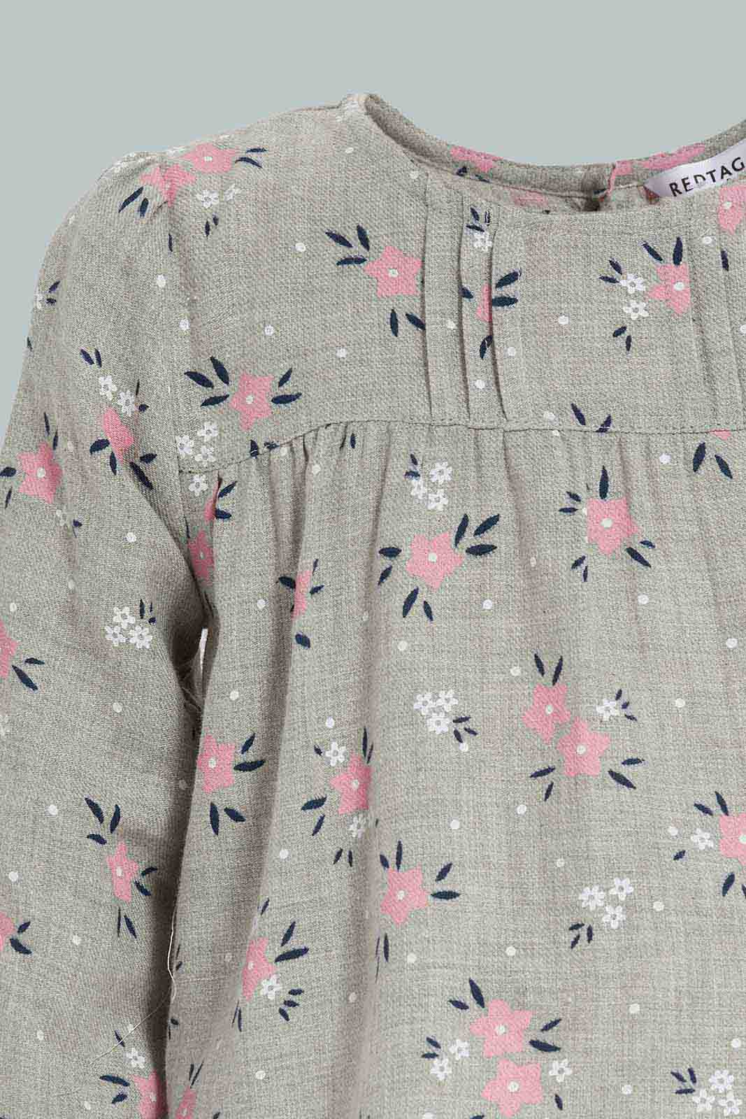 Redtag-Grey-Melange-Floral-AOP-Peterpan-Collar-Blouse-Category:Blouses,-Colour:Grey,-Deals:New-In,-Filter:Infant-Girls-(3-to-24-Mths),-ING-Blouses,-New-In-ING-APL,-Non-Sale,-Section:Girls-(0-to-14Yrs),-W22B-Infant-Girls-3 to 24 Months