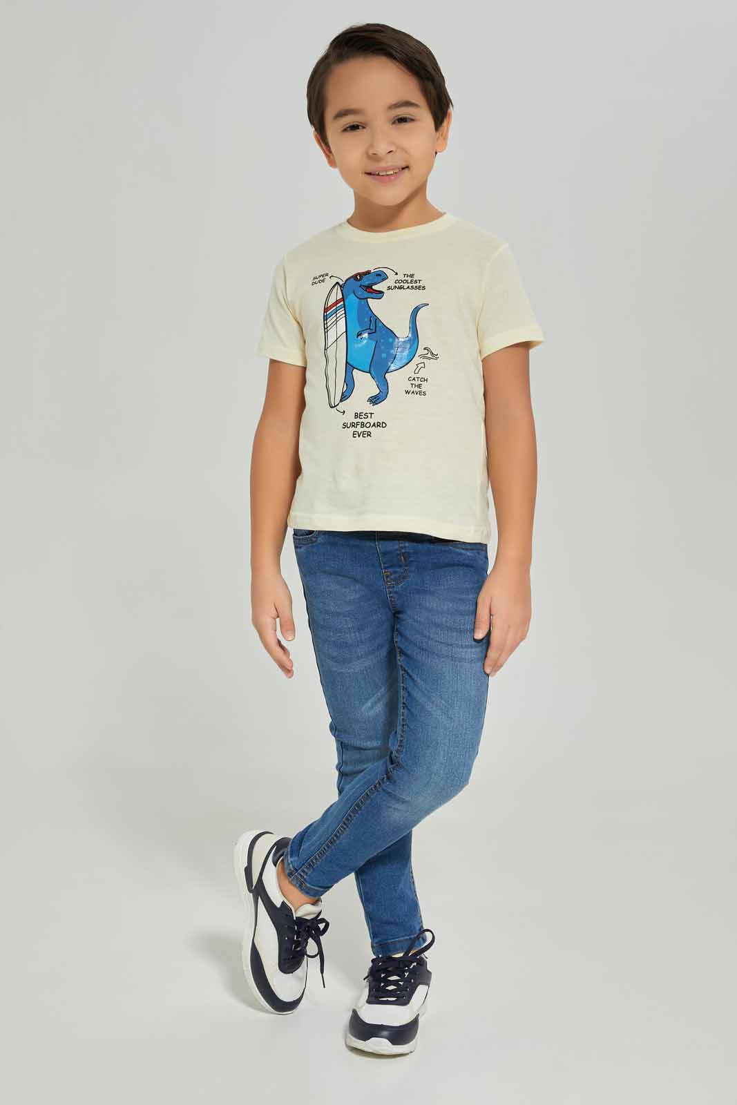Redtag-Cream-Short-Sleeve-Gel-Print-T-shirt-BOY-T-Shirts,-Category:T-Shirts,-Colour:Cream,-Deals:New-In,-Dept:Boys,-Filter:Boys-(2-to-8-Yrs),-New-In-BOY-APL,-Non-Sale,-Section:Boys-(0-to-14Yrs),-TBL,-W22A-Boys-2 to 8 Years